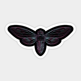 Cicada Vaporwave Aesthetic Style Line Art 2021 Reemergence print Sticker